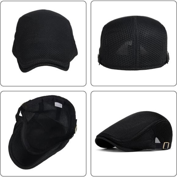 Mens Breathable Mesh Summer Hat Adjustable Flat Cap Newsboy Beret Ivy Cap - Picture 4 of 8